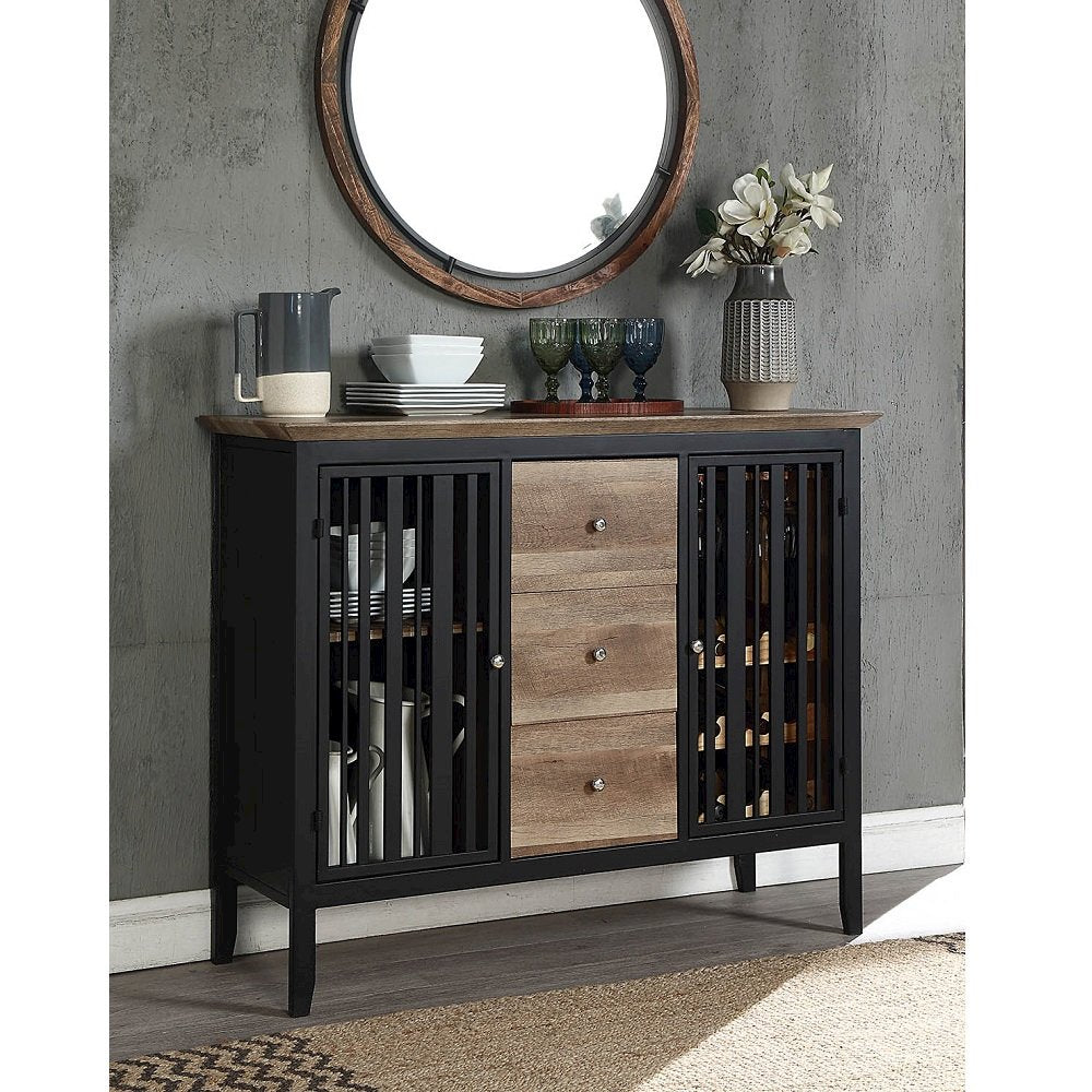 Zudora Server, Antique Oak & Black
