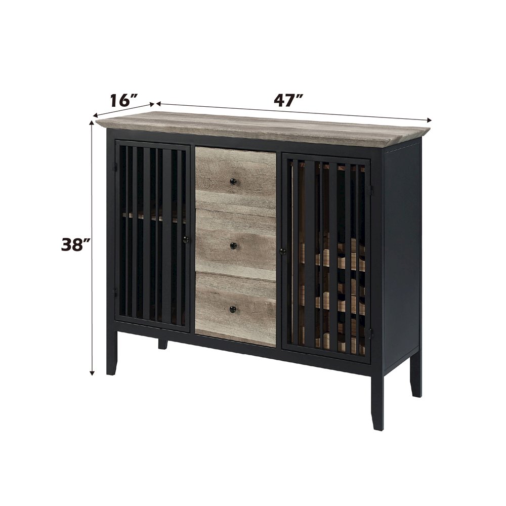 Zudora Server, Antique Oak & Black