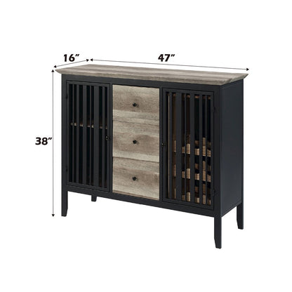 Zudora Server, Antique Oak & Black