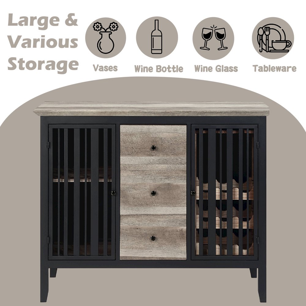 Zudora Server, Antique Oak & Black