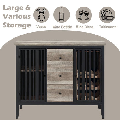 Zudora Server, Antique Oak & Black