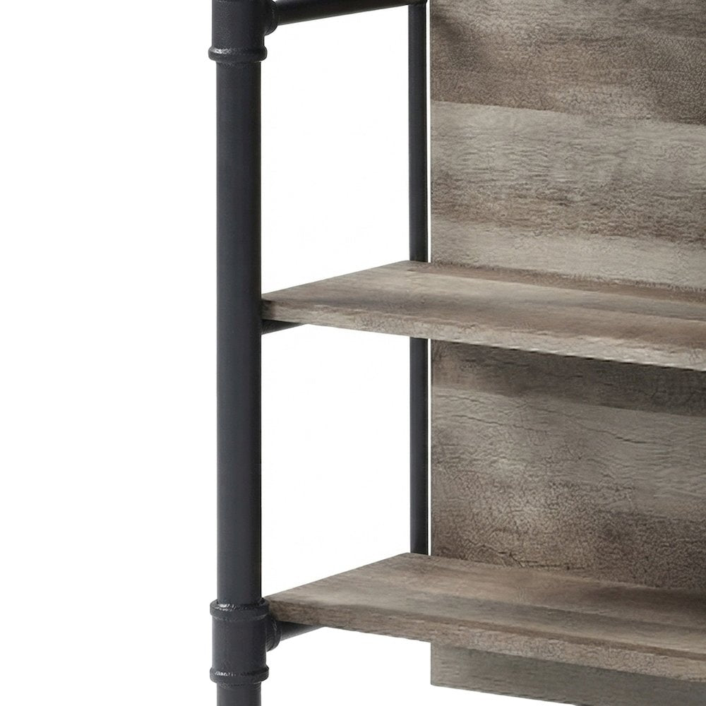 Composite Wood and Metal Kitchen Island with Storage, Antique Oak & Sandy Gray