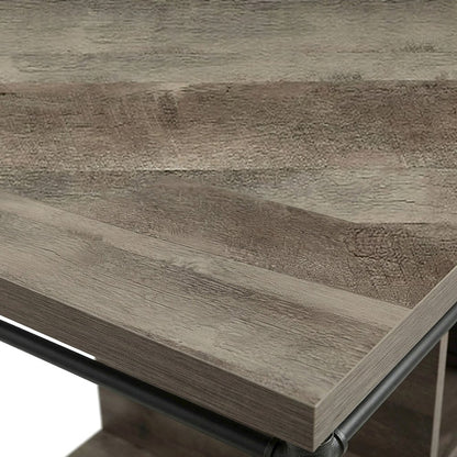 Composite Wood and Metal Kitchen Island with Storage, Antique Oak & Sandy Gray