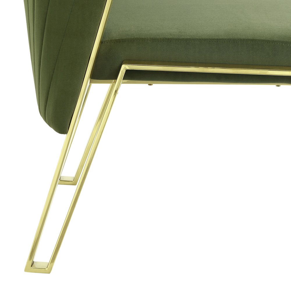 Fallon Side Chair (Set-2), Green Velvet & Mirrored Gold