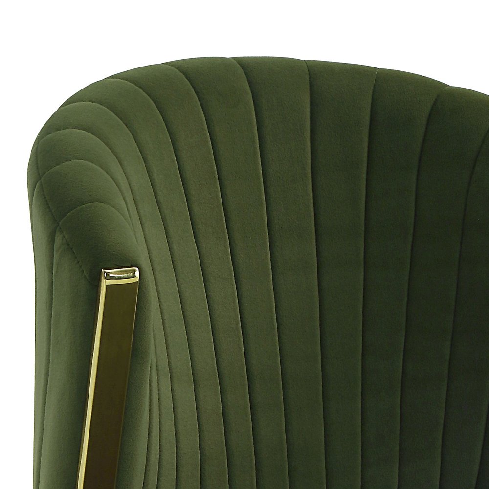 Fallon Side Chair (Set-2), Green Velvet & Mirrored Gold