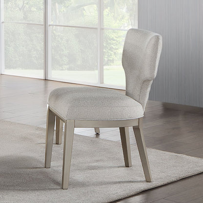 Kasa Side Chair (Set-2), Beige Linen & Champagne