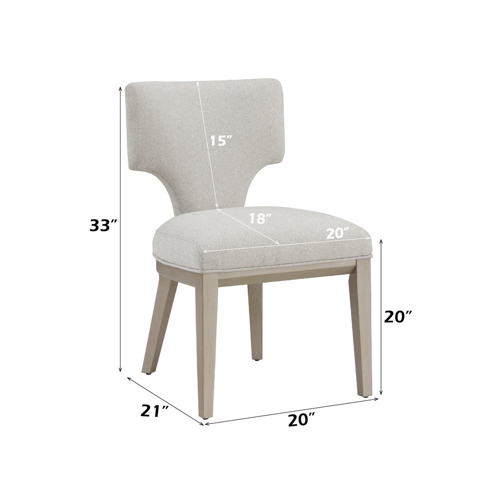 Kasa Side Chair (Set-2), Beige Linen & Champagne