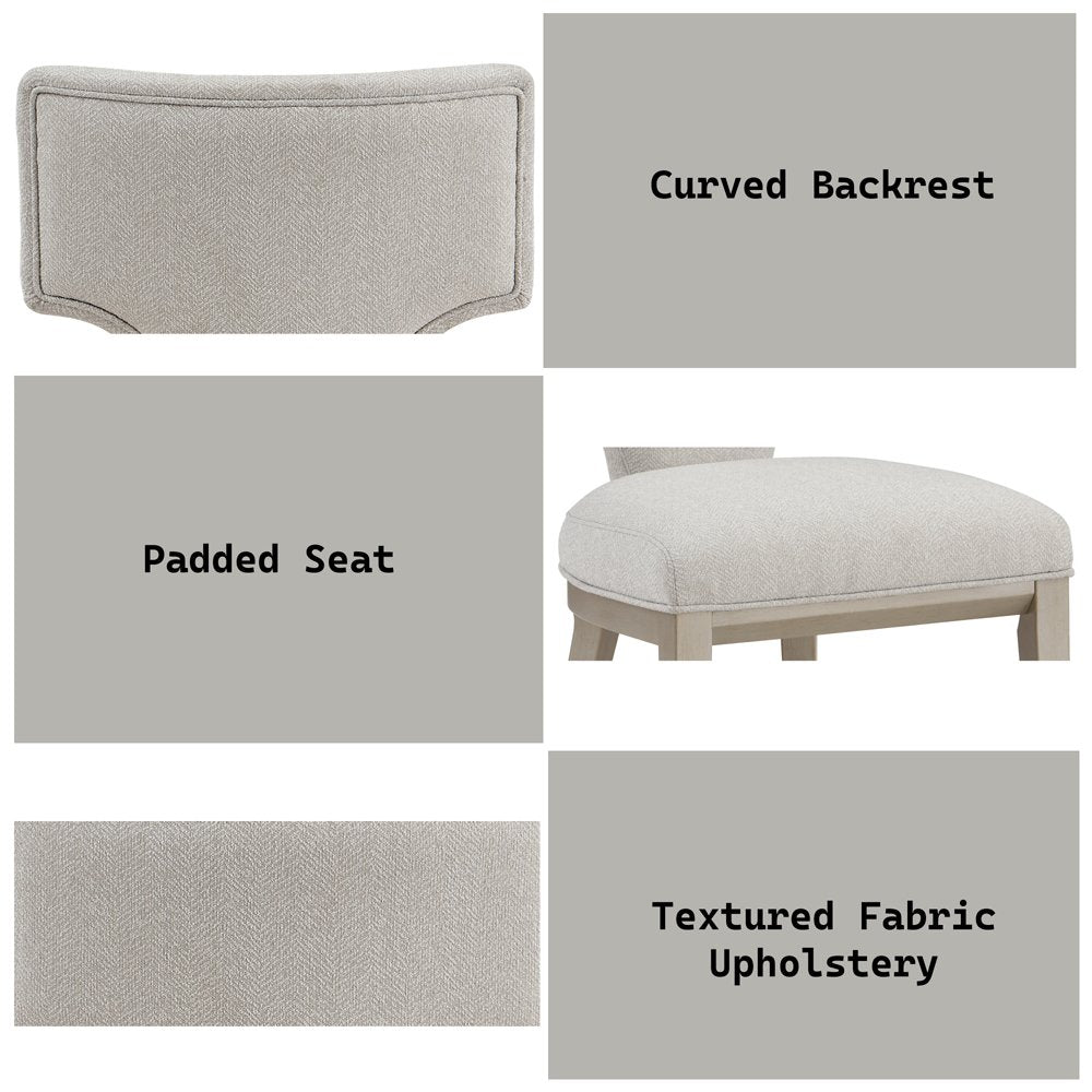 Kasa Side Chair (Set-2), Beige Linen & Champagne