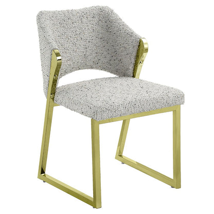 Galdesa Side Chair (Set-2), Teddy Sherpa & Mirrored Gold