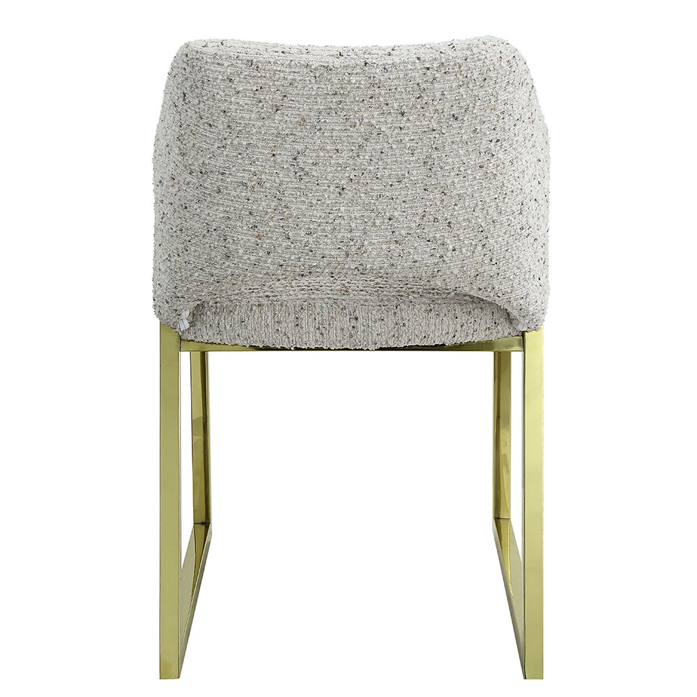 Galdesa Side Chair (Set-2), Teddy Sherpa & Mirrored Gold