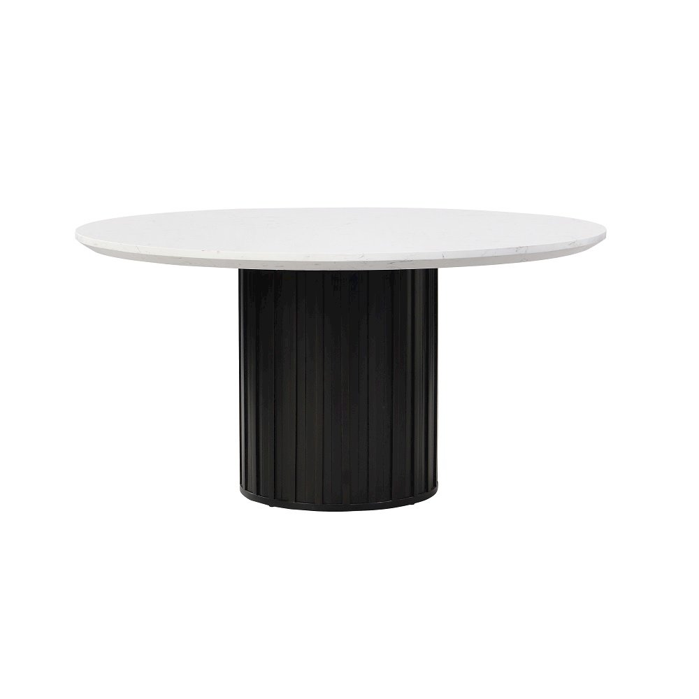 Jaramillo Round Dining Table, Engineered Marble & Rustic Espresso