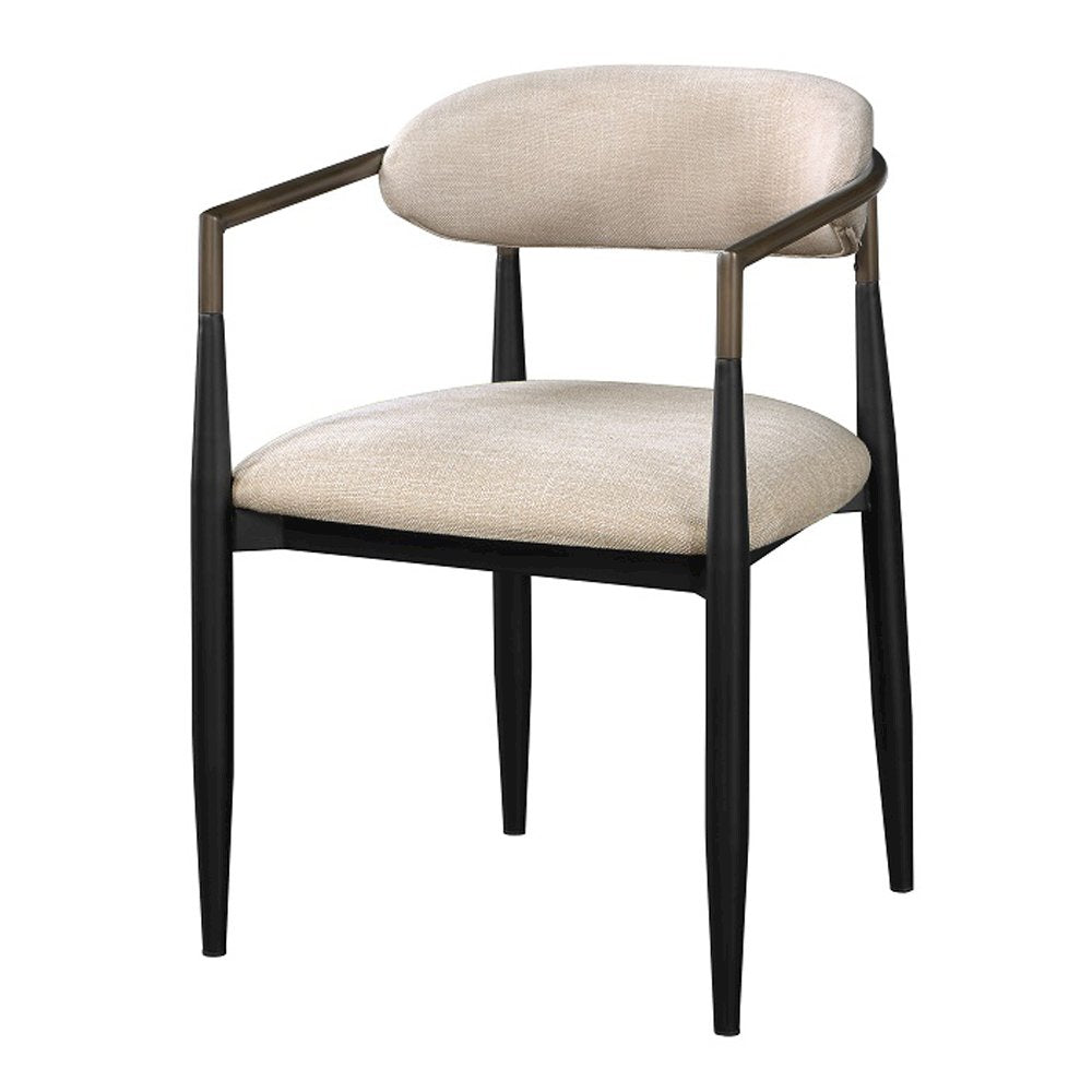 Jaramillo Arm Chair (Set-2), Beige Linen & Black