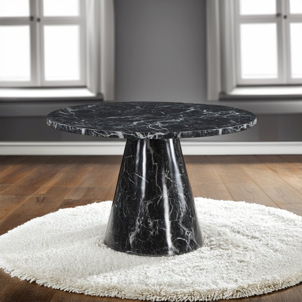 Hollis Dining Table, Engineered Stone & Black