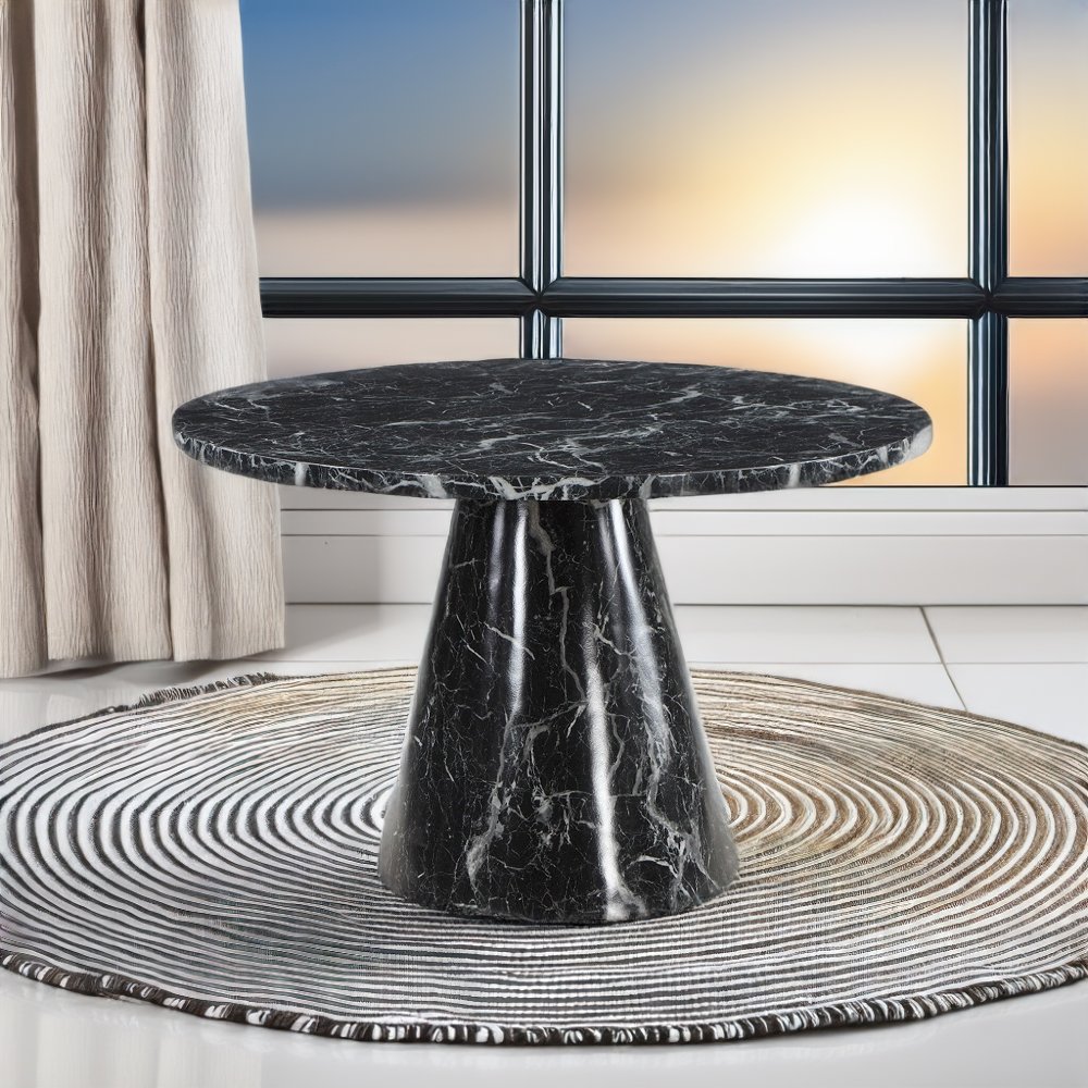 Hollis Dining Table, Engineered Stone & Black