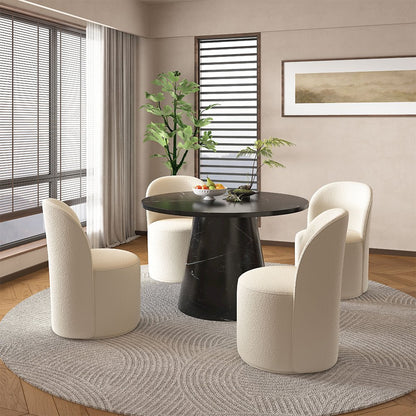 Hollis Dining Table, Engineered Stone & Black
