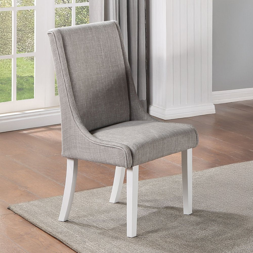 Hollyn Side Chair (Set-2), Gray Linen & White