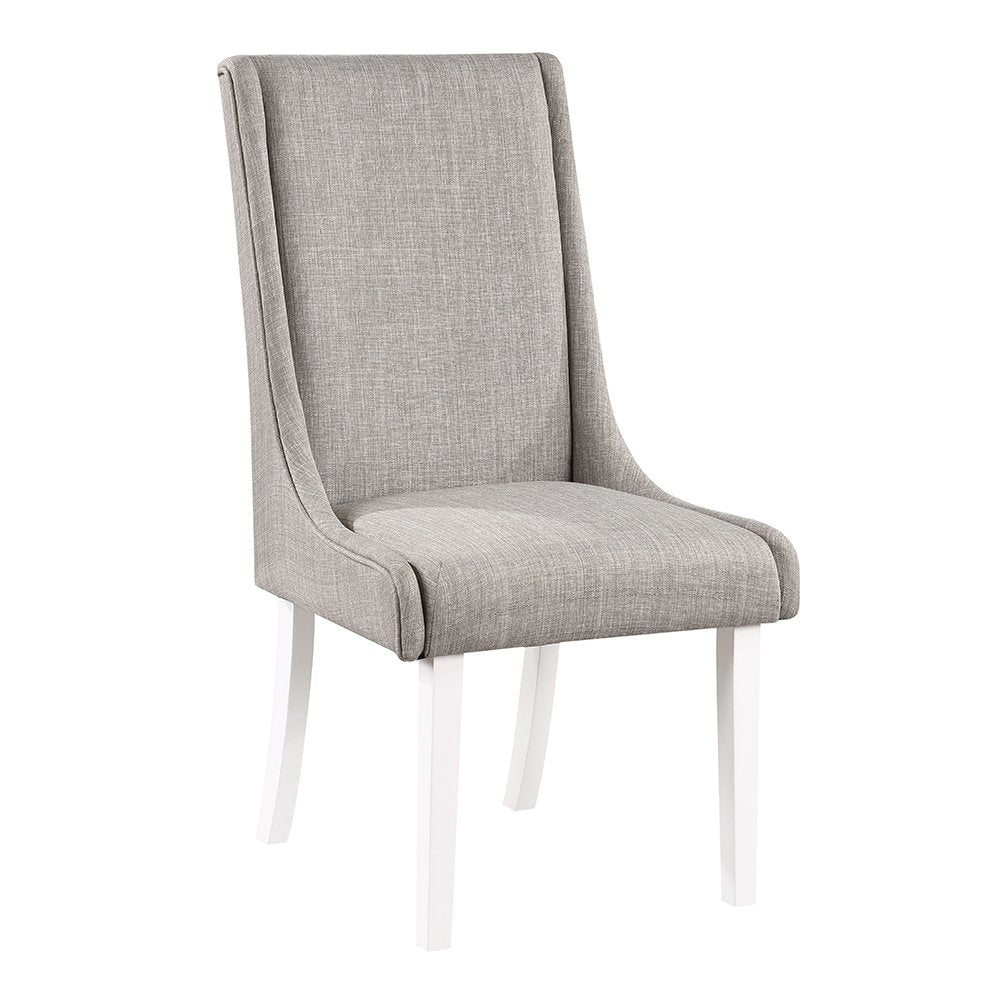 Hollyn Side Chair (Set-2), Gray Linen & White