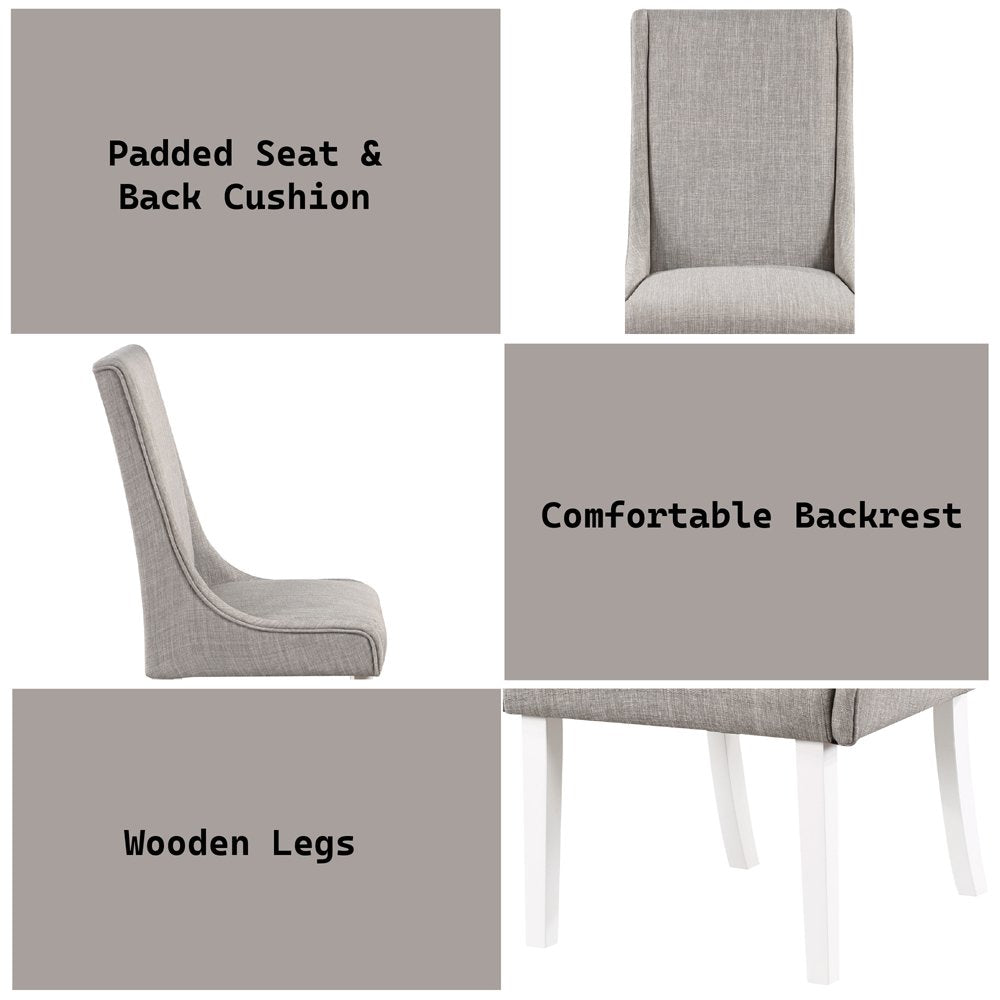 Hollyn Side Chair (Set-2), Gray Linen & White