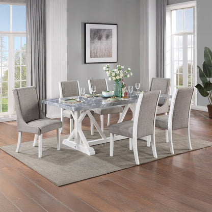 Hollyn Side Chair (Set-2), Gray Linen & White
