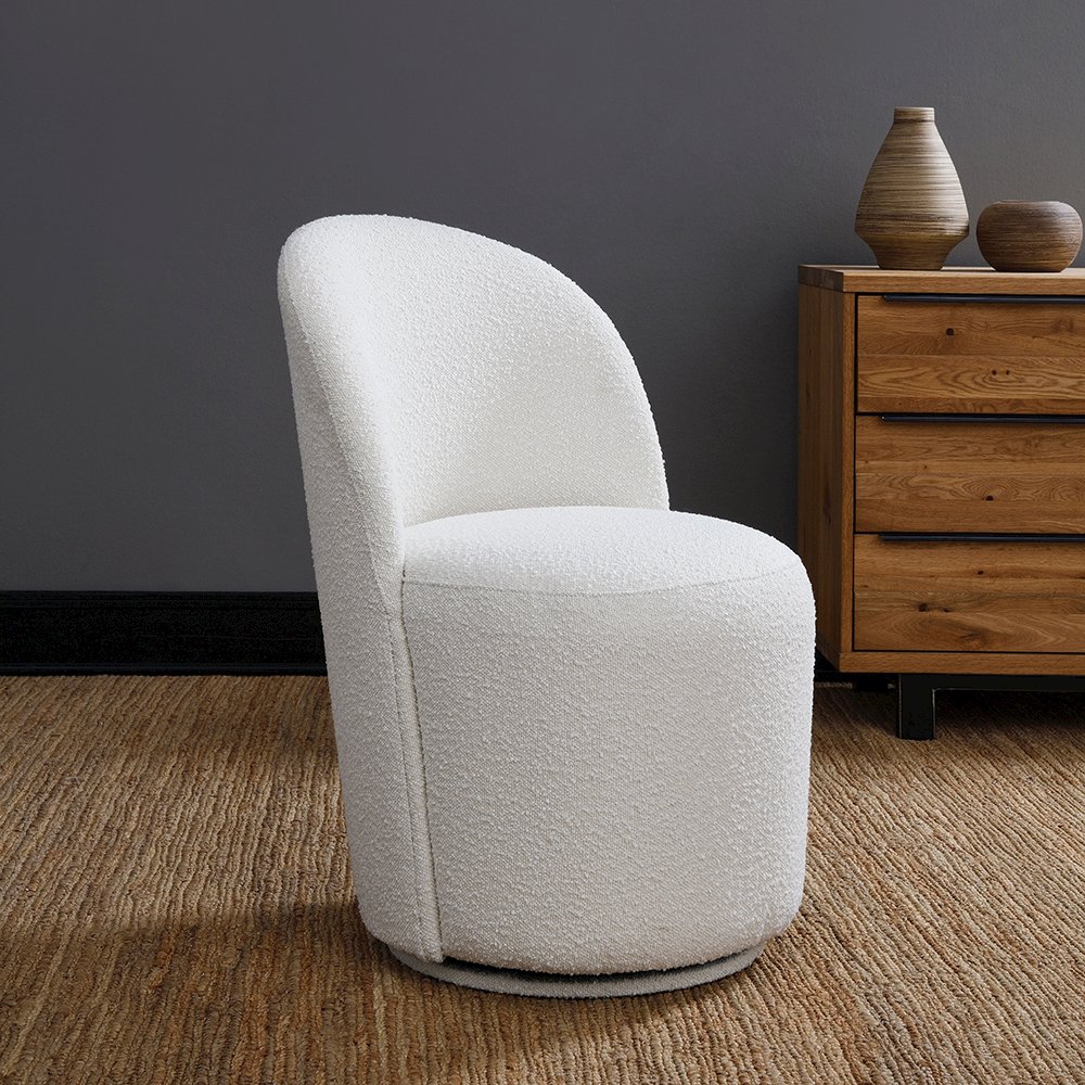 Hollis Side Chair w/Swivel (Set-2), Beige Boucle