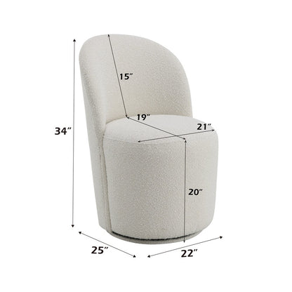 Hollis Side Chair w/Swivel (Set-2), Beige Boucle