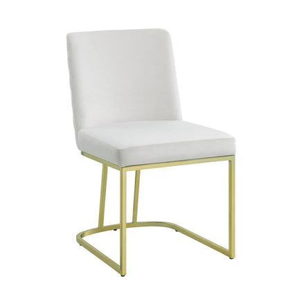 Zazie Side Chair(Set-2), White Velvet & Gold