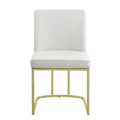 Zazie Side Chair(Set-2), White Velvet & Gold