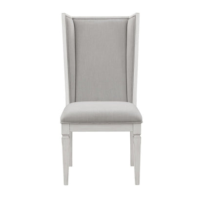 Katia Upholstered Side Chair (Set-2), Light Gray Linen & Weathered White