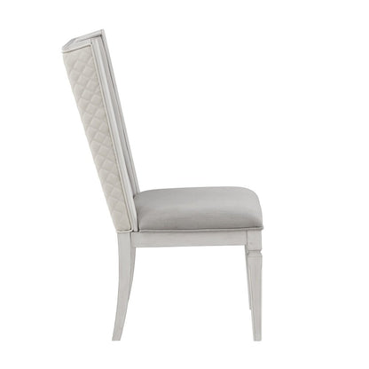 Katia Upholstered Side Chair (Set-2), Light Gray Linen & Weathered White