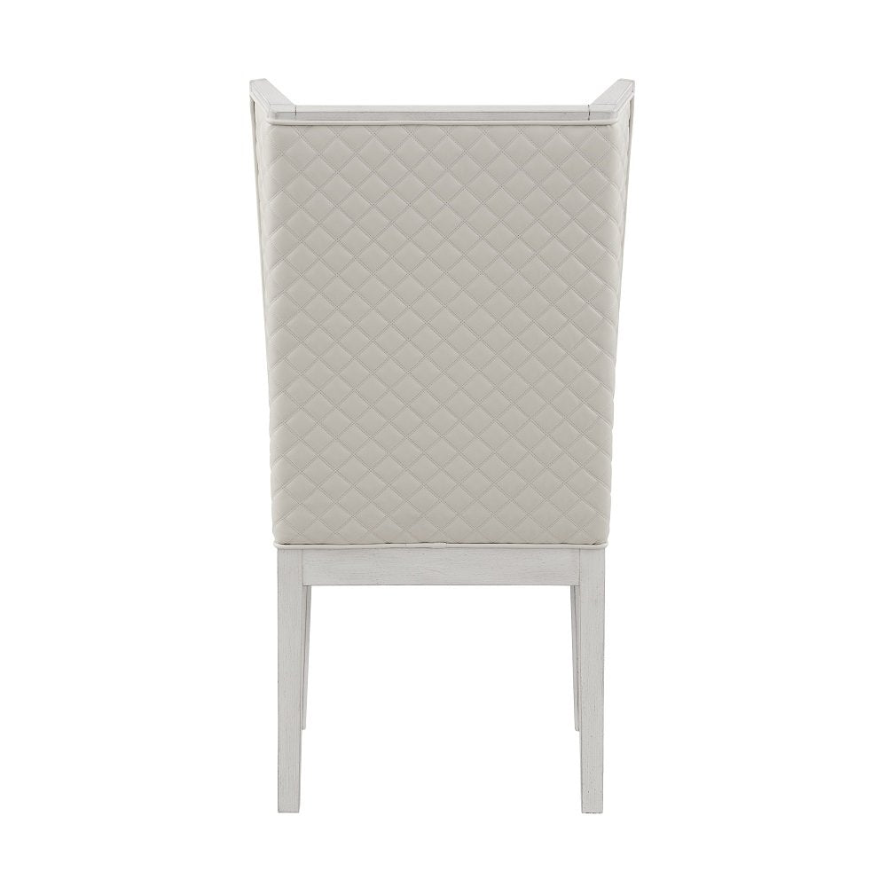 Katia Upholstered Side Chair (Set-2), Light Gray Linen & Weathered White