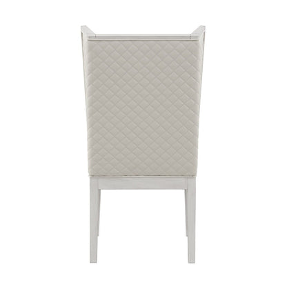 Katia Upholstered Side Chair (Set-2), Light Gray Linen & Weathered White