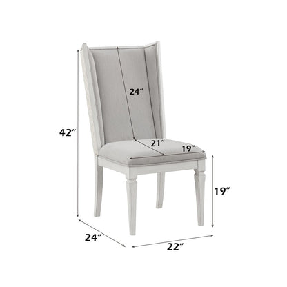 Katia Upholstered Side Chair (Set-2), Light Gray Linen & Weathered White