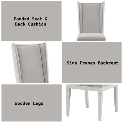 Katia Upholstered Side Chair (Set-2), Light Gray Linen & Weathered White