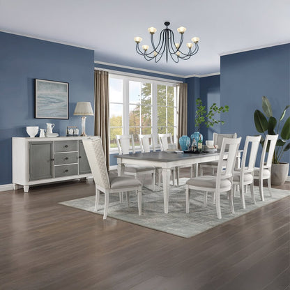 Katia Upholstered Side Chair (Set-2), Light Gray Linen & Weathered White