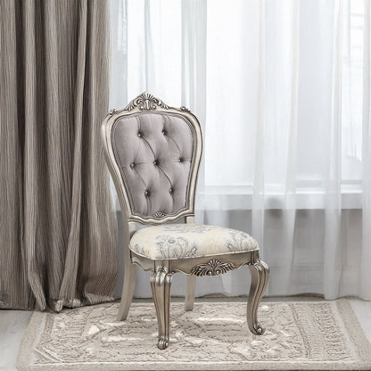 Ariadne Side Chair (Set-2), Velvet & Antique Plantinum