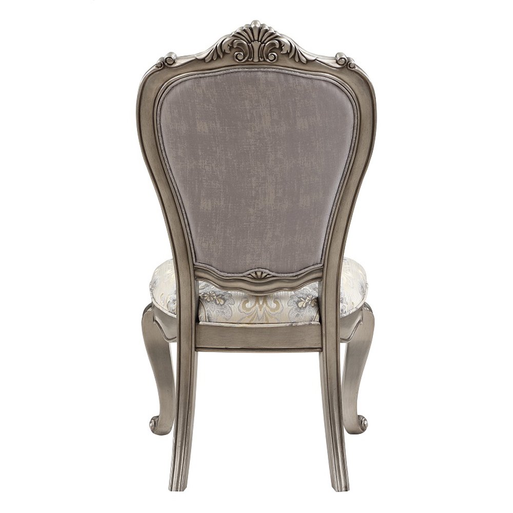 Ariadne Side Chair (Set-2), Velvet & Antique Plantinum