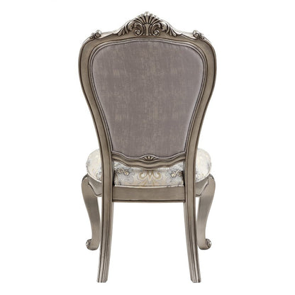 Ariadne Side Chair (Set-2), Velvet & Antique Plantinum