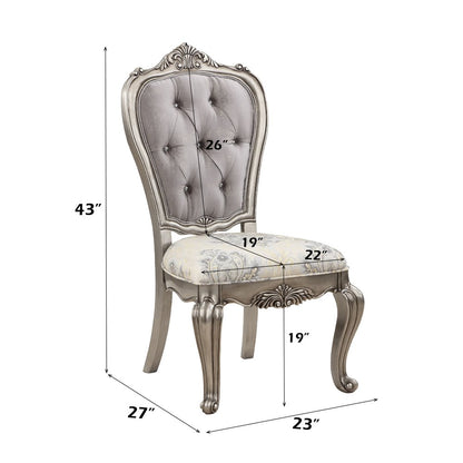 Ariadne Side Chair (Set-2), Velvet & Antique Plantinum
