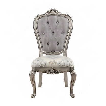 Velvet Accent Side Chairs, Set of 2 with Resin Legs, Antique Plantinum