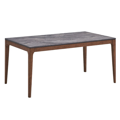 Bevis Dining Table, Engineered Stone & Walnut