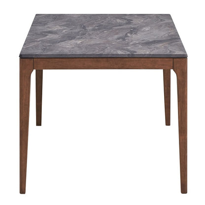 Bevis Dining Table, Engineered Stone & Walnut