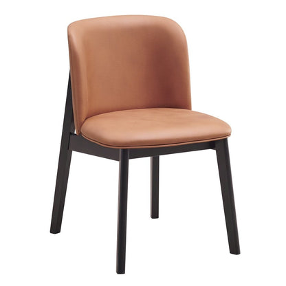 Eliora Side Chair (Set-2), Camel Polish Mircofiber & Black