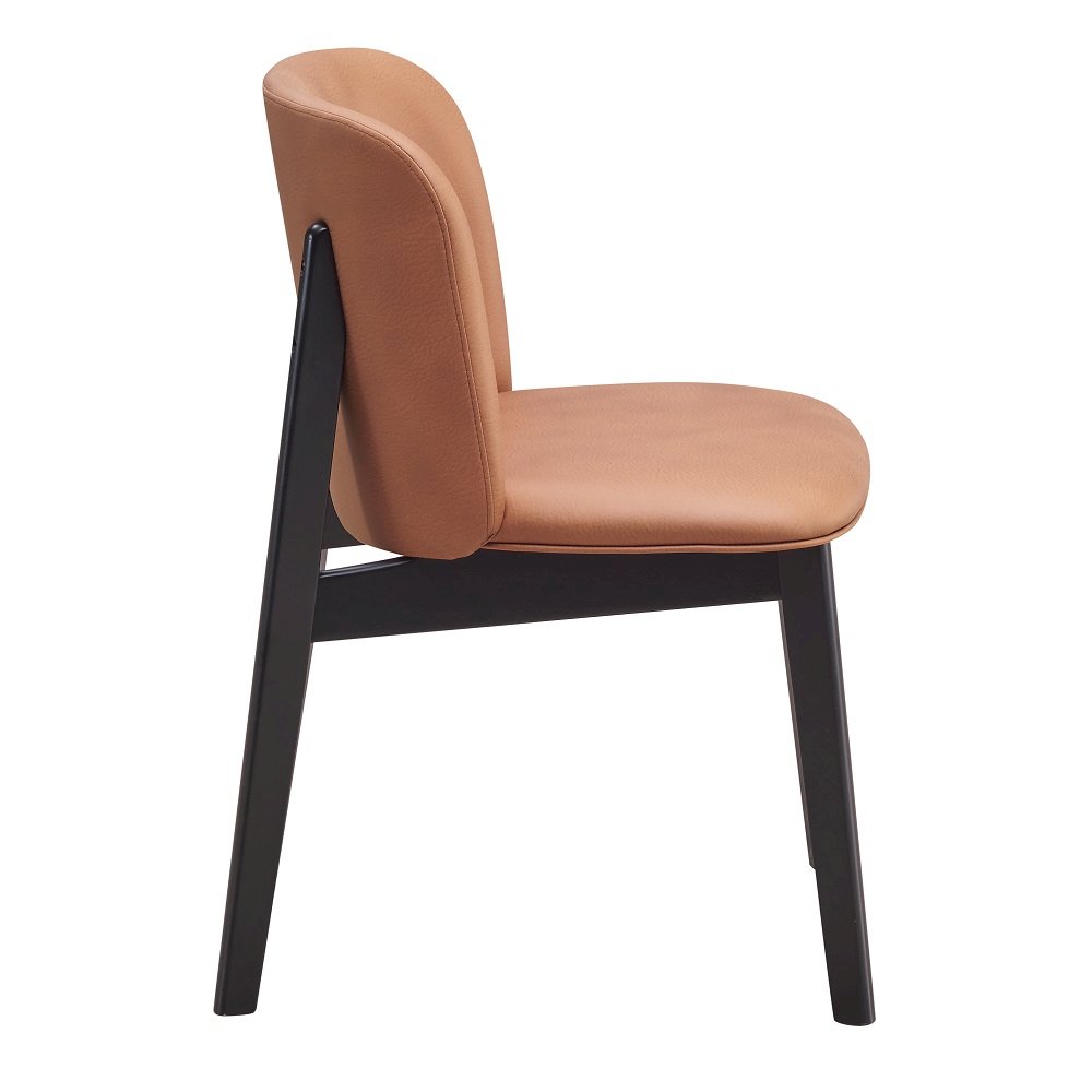 Eliora Side Chair (Set-2), Camel Polish Mircofiber & Black