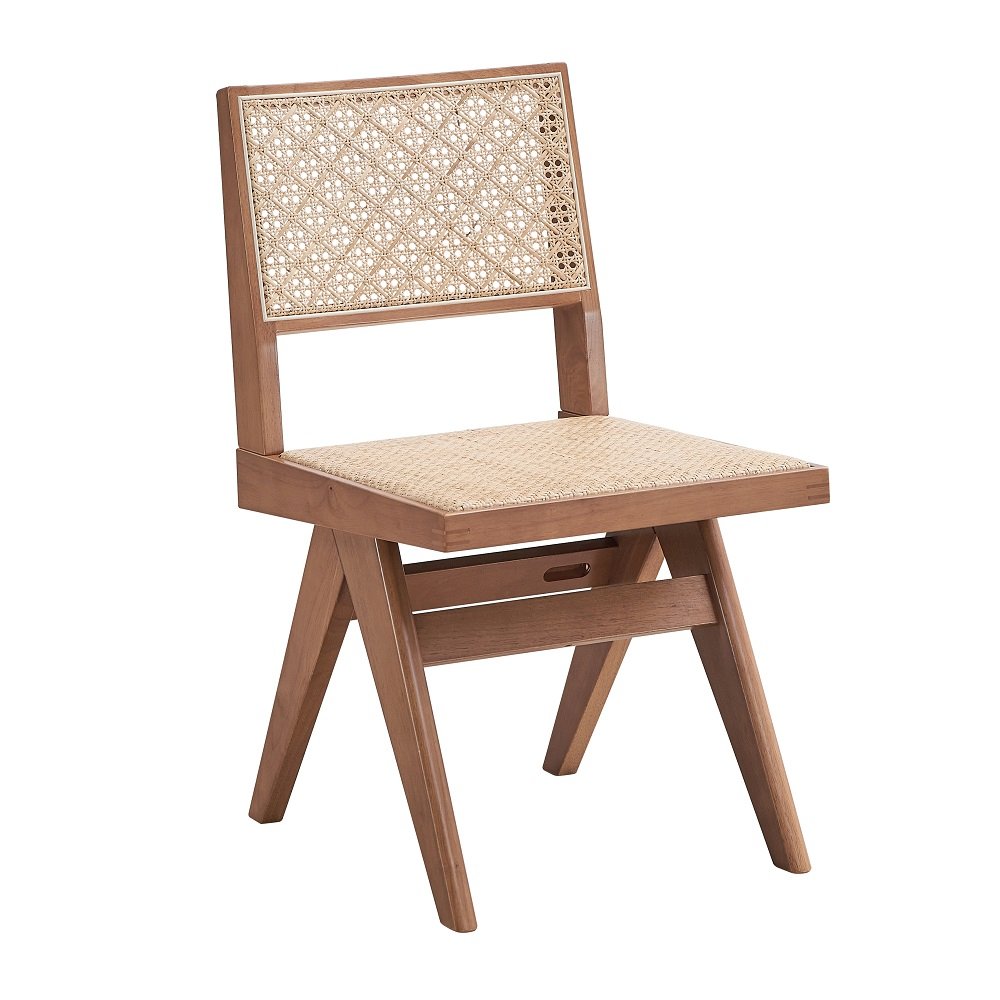 Velentina Side Chair (Set-2), Rattan & Natural