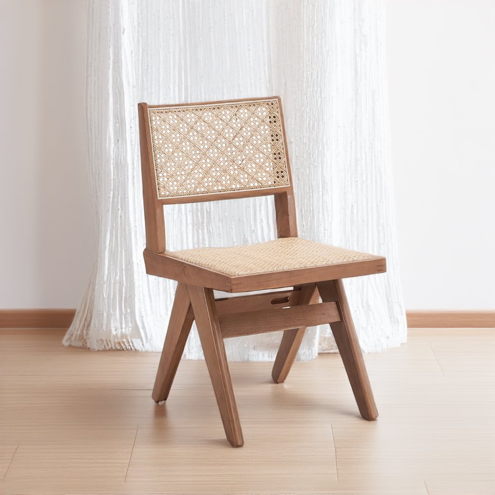 Velentina Side Chair (Set-2), Rattan & Natural