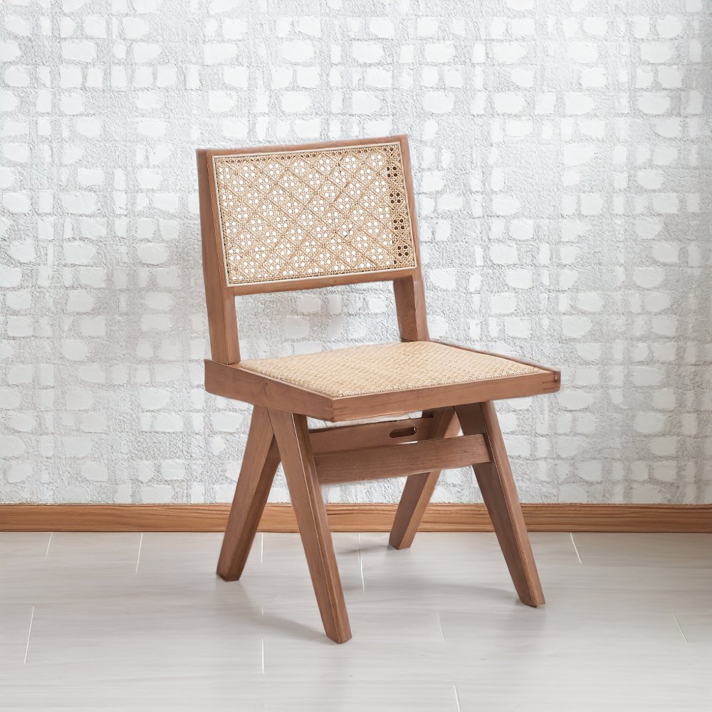 Velentina Side Chair (Set-2), Rattan & Natural