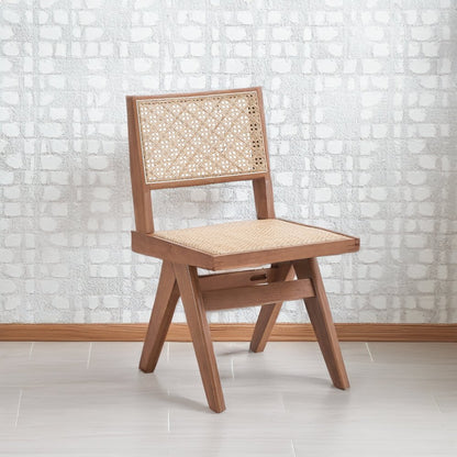 Velentina Side Chair (Set-2), Rattan & Natural