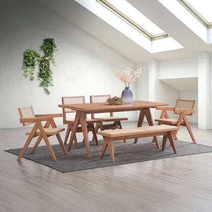 Velentina Arm Chair (Set-2), Rattan & Natural