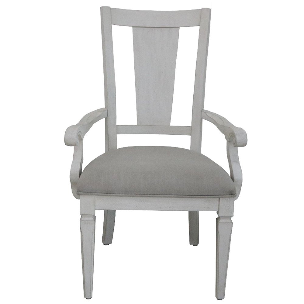 Katia Arm Chair (Set-2), Light Gray Linen & Weathered White