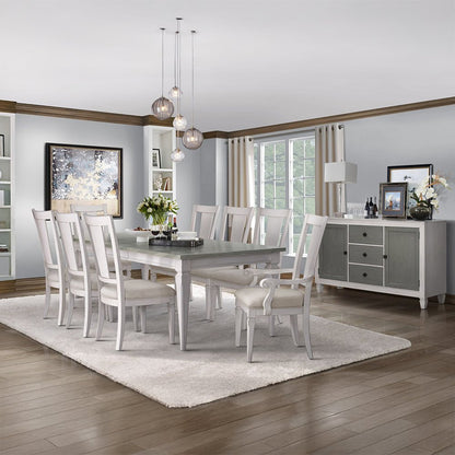 Katia Arm Chair (Set-2), Light Gray Linen & Weathered White